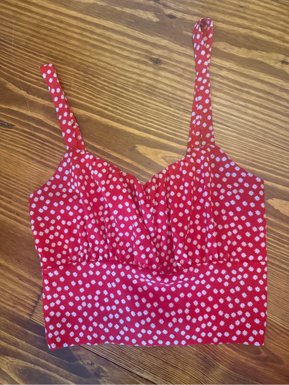 Red Daisy Print Crop Top